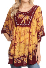 Sakkas Lynda - Poncho campesino con bordado batik de dos tonos y palmeras