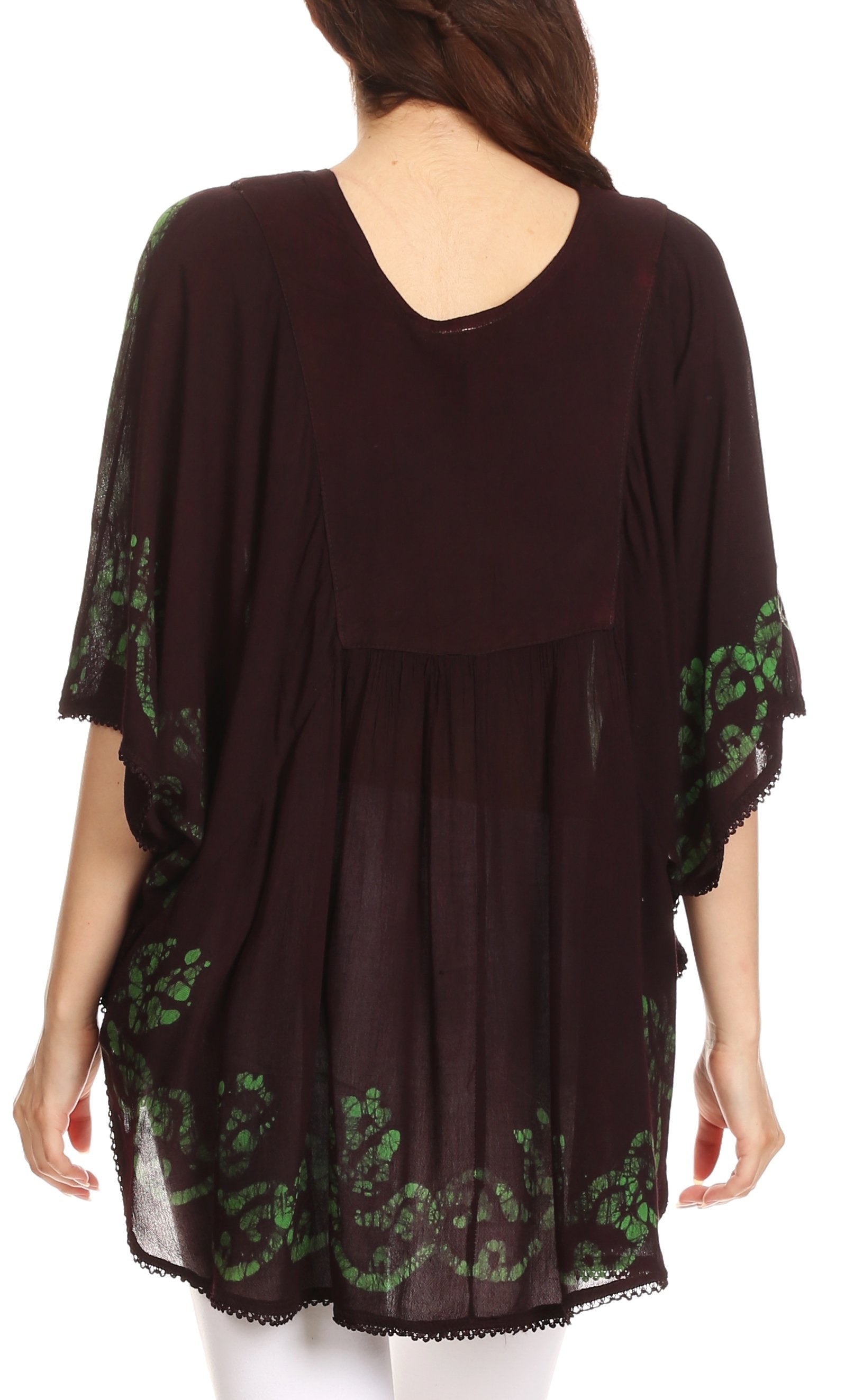 Sakkas Lynda - Poncho campesino con bordado batik de dos tonos y palmeras