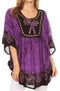 Sakkas Lynda - Poncho campesino con bordado batik de dos tonos y palmeras