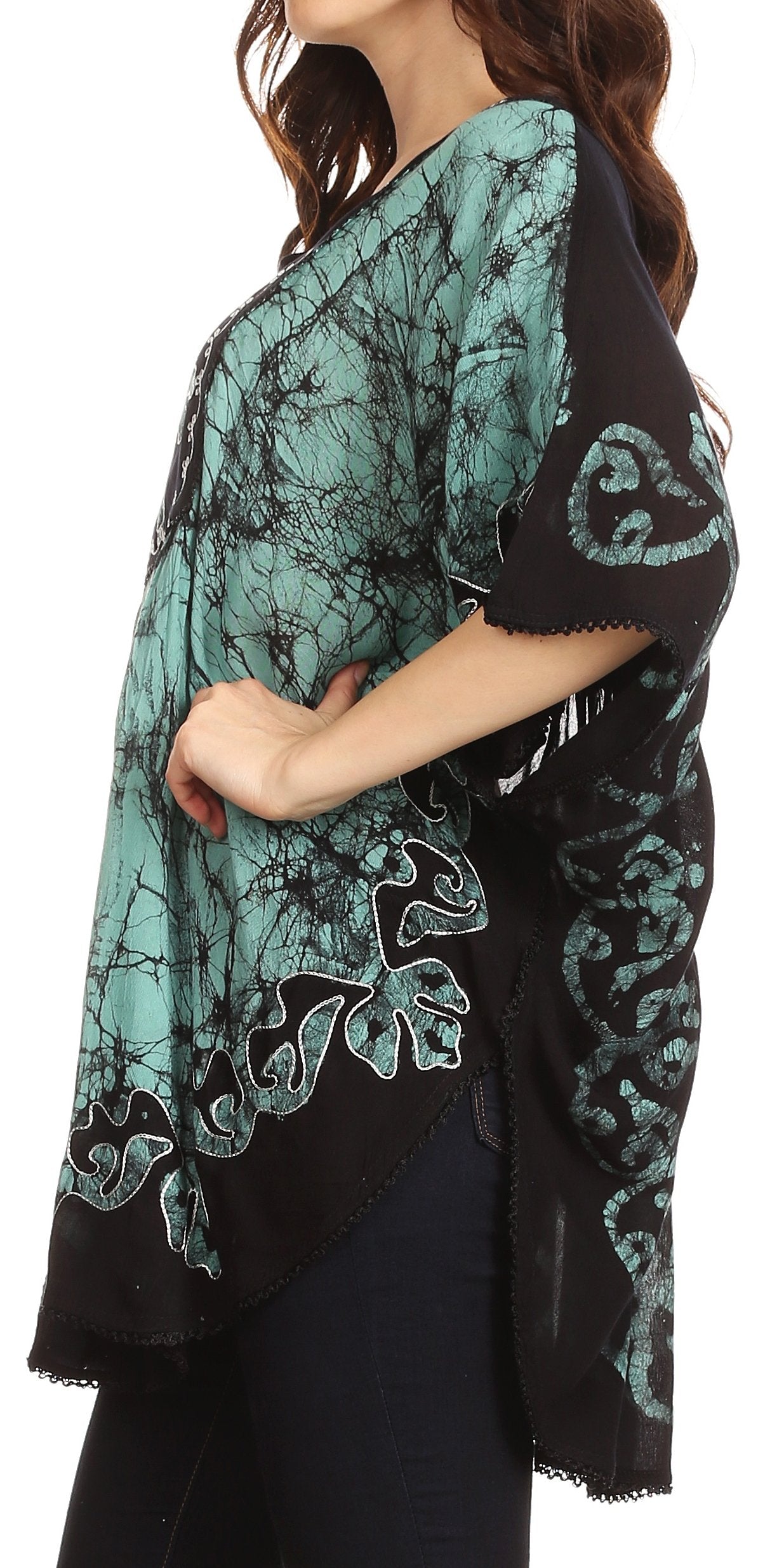 Sakkas Lynda - Poncho campesino con bordado batik de dos tonos y palmeras
