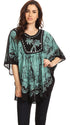 Sakkas Lynda - Poncho campesino con bordado batik de dos tonos y palmeras