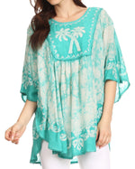 Sakkas Lynda - Poncho campesino con bordado batik de dos tonos y palmeras
