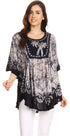 Sakkas Lynda - Poncho campesino con bordado batik de dos tonos y palmeras
