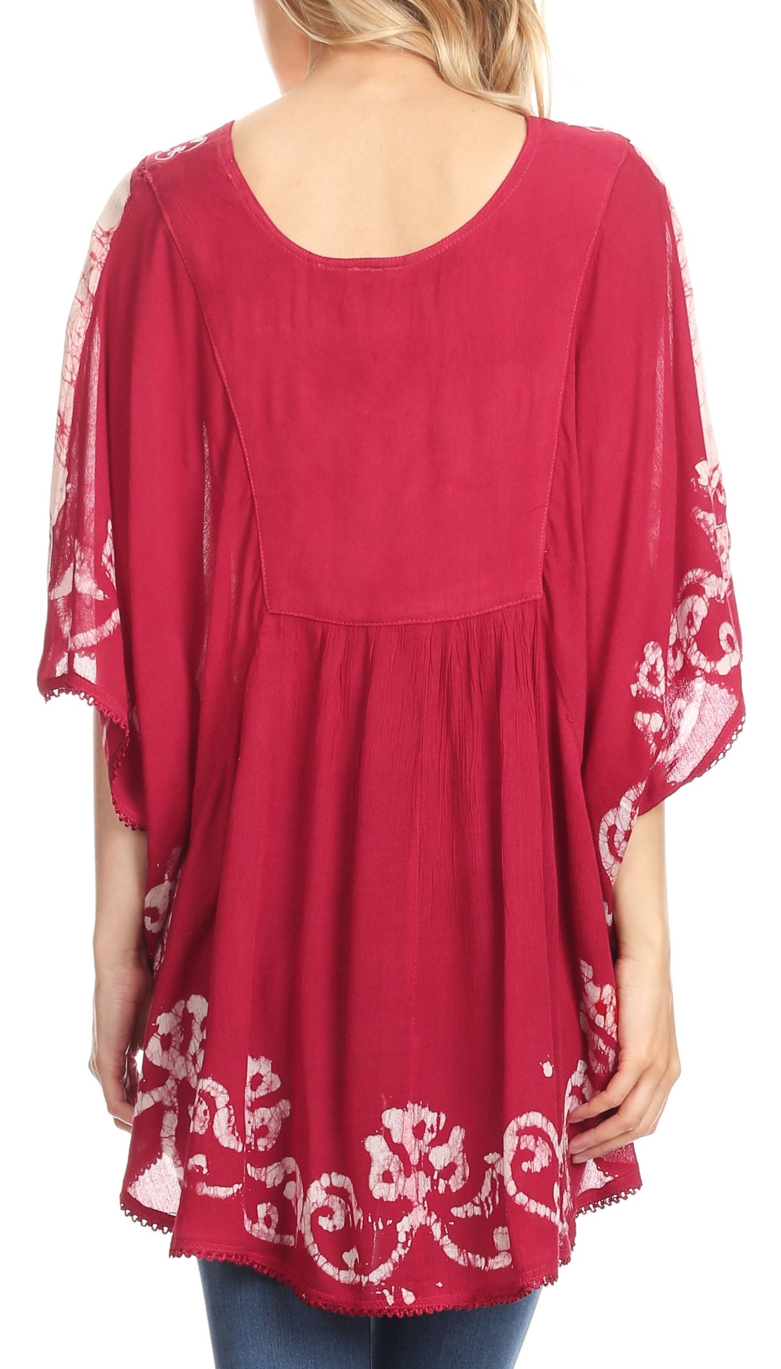 Sakkas Lynda - Poncho campesino con bordado batik de dos tonos y palmeras
