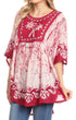 Sakkas Lynda - Poncho campesino con bordado batik de dos tonos y palmeras