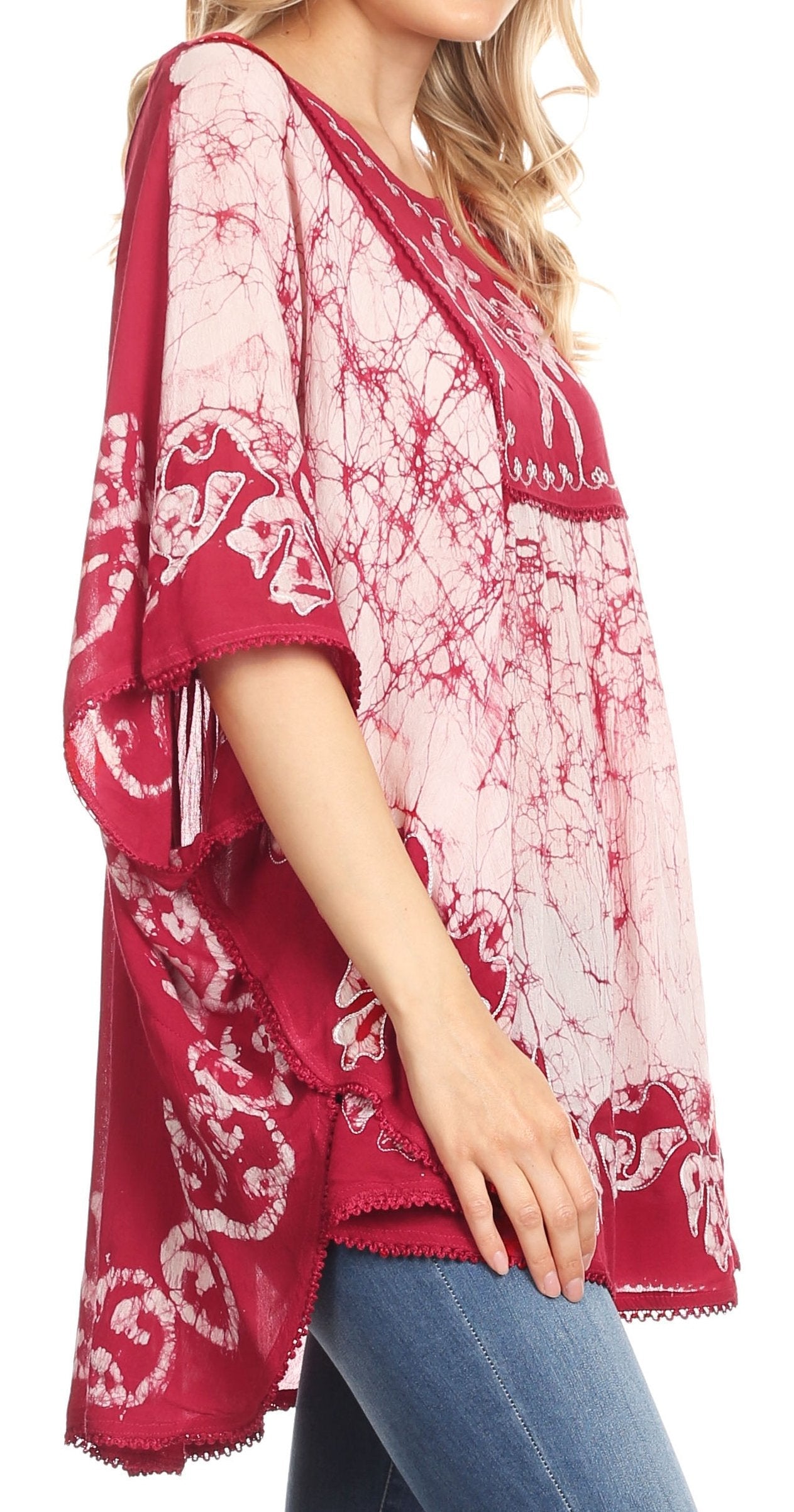 Sakkas Lynda - Poncho campesino con bordado batik de dos tonos y palmeras