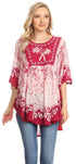 Sakkas Lynda - Poncho campesino con bordado batik de dos tonos y palmeras