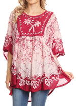 Sakkas Lynda - Poncho campesino con bordado batik de dos tonos y palmeras