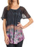Sakkas Clarice Petite Raglan Lace Up Tie Dye Blouse with Embroidery and Sequins