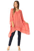 Sakkas Regina Women's Lightweight Stonewashed Poncho Top Blouse Caftan Cover up
