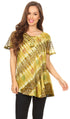 Sakkas Flavia Womens Everyday Blouse Top with Tie-dye & Block Print Light and Soft
