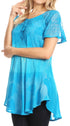 Sakkas Parisa Casual Summer Short Sleeve Top Blouse with Corset and Embroidery
