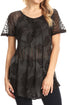 Sakkas Parisa Casual Summer Short Sleeve Top Blouse with Corset and Embroidery