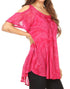 Sakkas Filipa Womens Cold Shoulder Top Blouse Tie-dye with Corset and Embroidery