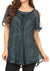 Sakkas Filipa Womens Cold Shoulder Top Blouse Tie-dye with Corset and Embroidery