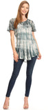 Sakkas Donna Women's Casual Lace Short Sleeve Tie Dye Corset Loose Top Blouse