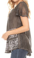 Sakkas Marzia Women's Loose Fit Short Sleeve Casual Tie Dye Batik Blouse Top Tunic