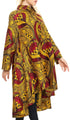 Sakkas Sol Womens Summer Swing Loose Dress African Print Roll up Sleeve Button