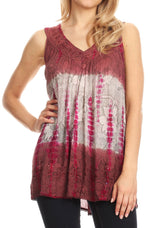 Sakkas Women's Tie Dye Floral Sequin Sleeveless Blouse