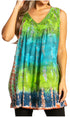Sakkas Women's Tie Dye Floral Sequin Sleeveless Blouse