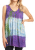 Sakkas Women's Tie Dye Floral Sequin Sleeveless Blouse