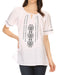 Sakkas Lena Cross Stitch Embroidered Short Sleeve  Casual Top Blouse