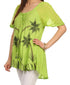 Sakkas Albina Island Blusa / Top con mangas casquillo y bordado de ajuste relajado