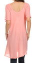 Sakkas Albina Island Blusa / Top con mangas casquillo y bordado de ajuste relajado