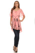 Sakkas Albina Island Blusa / Top con mangas casquillo y bordado de ajuste relajado