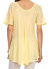 Sakkas Albina Island Blusa / Top con mangas casquillo y bordado de ajuste relajado