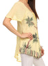 Sakkas Albina Island Blusa / Top con mangas casquillo y bordado de ajuste relajado