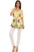 Sakkas Albina Island Blusa / Top con mangas casquillo y bordado de ajuste relajado