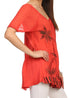 Sakkas Albina Island Blusa / Top con mangas casquillo y bordado de ajuste relajado