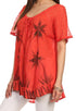 Sakkas Albina Island Blusa / Top con mangas casquillo y bordado de ajuste relajado