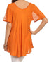 Sakkas Albina Island Blusa / Top con mangas casquillo y bordado de ajuste relajado