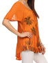 Sakkas Albina Island Blusa / Top con mangas casquillo y bordado de ajuste relajado