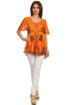 Sakkas Albina Island Blusa / Top con mangas casquillo y bordado de ajuste relajado