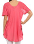 Sakkas Albina Island Blusa / Top con mangas casquillo y bordado de ajuste relajado