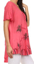 Sakkas Albina Island Blusa / Top con mangas casquillo y bordado de ajuste relajado
