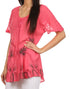 Sakkas Albina Island Blusa / Top con mangas casquillo y bordado de ajuste relajado
