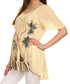 Sakkas Albina Island Blusa / Top con mangas casquillo y bordado de ajuste relajado