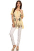 Sakkas Albina Island Blusa / Top con mangas casquillo y bordado de ajuste relajado