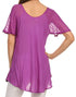 Sakkas Albina Island Blusa / Top con mangas casquillo y bordado de ajuste relajado