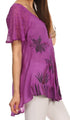 Sakkas Albina Island Blusa / Top con mangas casquillo y bordado de ajuste relajado