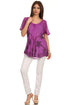 Sakkas Albina Island Blusa / Top con mangas casquillo y bordado de ajuste relajado