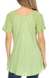 Sakkas Albina Island Blusa / Top con mangas casquillo y bordado de ajuste relajado