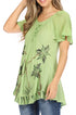 Sakkas Albina Island Blusa / Top con mangas casquillo y bordado de ajuste relajado