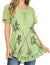 Sakkas Albina Island Blusa / Top con mangas casquillo y bordado de ajuste relajado