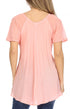 Sakkas Albina Island Blusa / Top con mangas casquillo y bordado de ajuste relajado