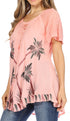Sakkas Albina Island Blusa / Top con mangas casquillo y bordado de ajuste relajado